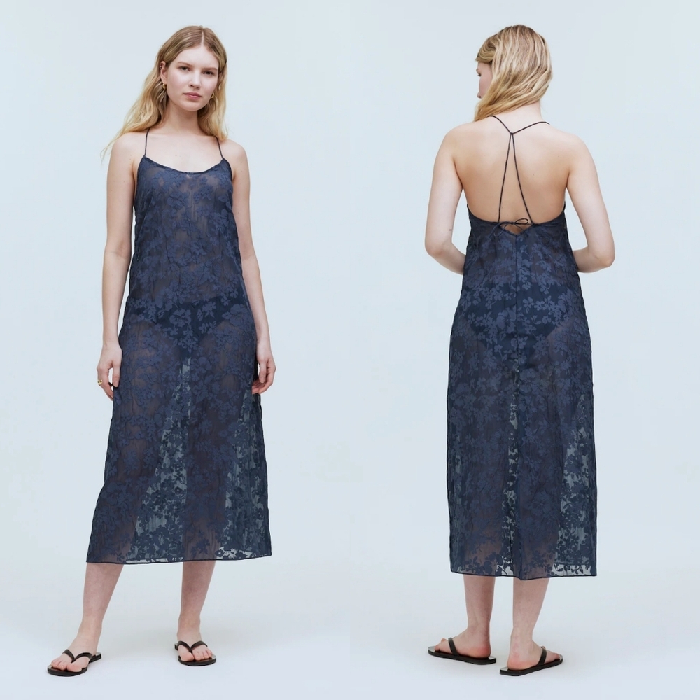 Madewell Floral Halter Cover-Up Sheer Midi Dress